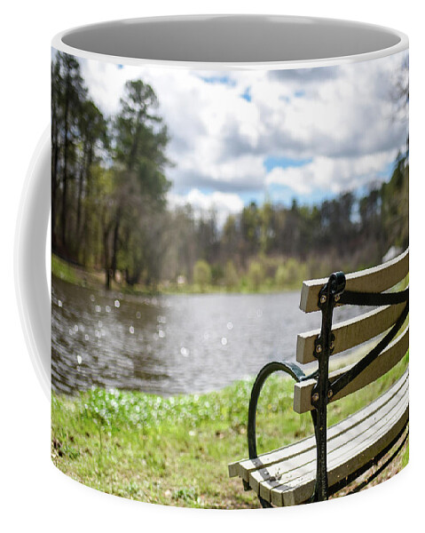 Rva Coffee Mug featuring the photograph Bench by the Pond by Doug Ash