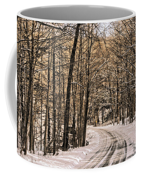 Winter Coffee Mug featuring the photograph Bend in the Road by Onedayoneimage Photography