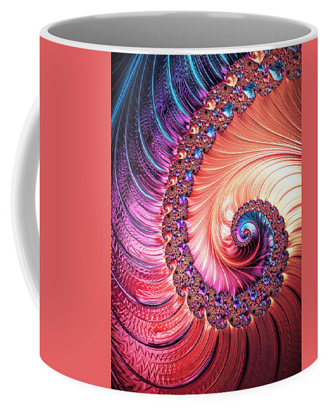 Fractal Coffee Mug featuring the digital art Beneath the Sea Spiral by Kathy Kelly