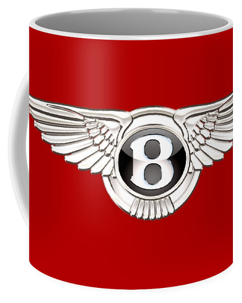 Wheels Of Fortune� Collection By Serge Averbukh Coffee Mug featuring the photograph Bentley 3 D Badge on Red by Serge Averbukh