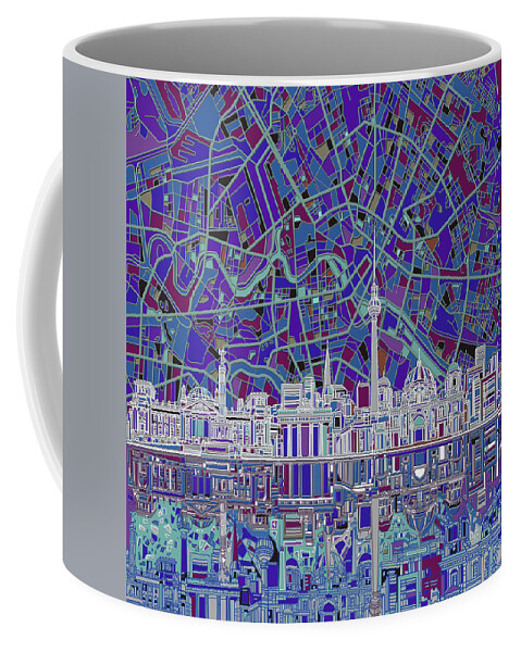 Berlin Coffee Mug featuring the digital art Berlin City Skyline Abstract 3 by Bekim M