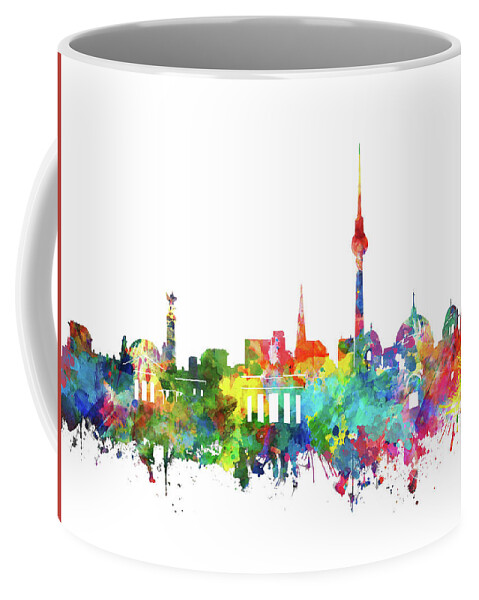 Berlin Coffee Mug featuring the digital art Berlin City Skyline Watercolor by Bekim M