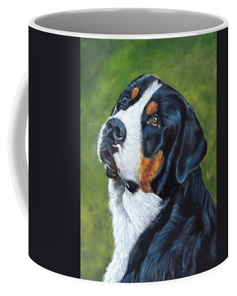 Bernese Mountain Dog Coffee Mug featuring the painting Bernie by John Neeve