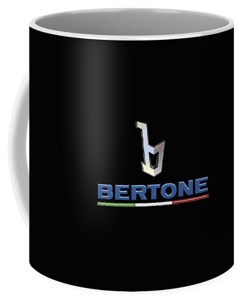 'auto Badges' Collection By Serge Averbukh Coffee Mug featuring the photograph Bertone - 3 D Badge On Black by Serge Averbukh