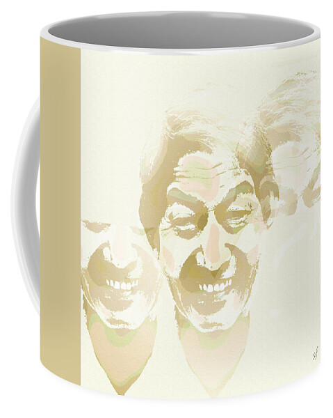 Surreal Coffee Mug featuring the mixed media Beside Himself by Shelli Fitzpatrick