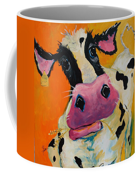 Cow Coffee Mug featuring the painting Bessie by Terri Einer