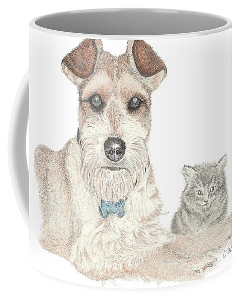 Pet Coffee Mug featuring the drawing Best Buddies by Lawrence Tripoli