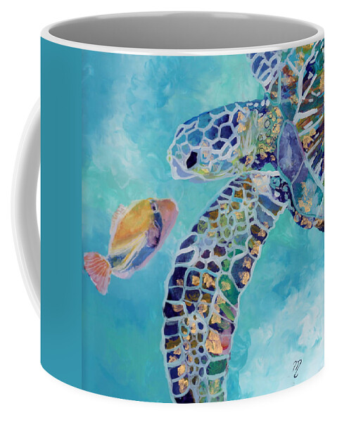 Turtle Coffee Mug featuring the painting Best Friends by Marionette Taboniar