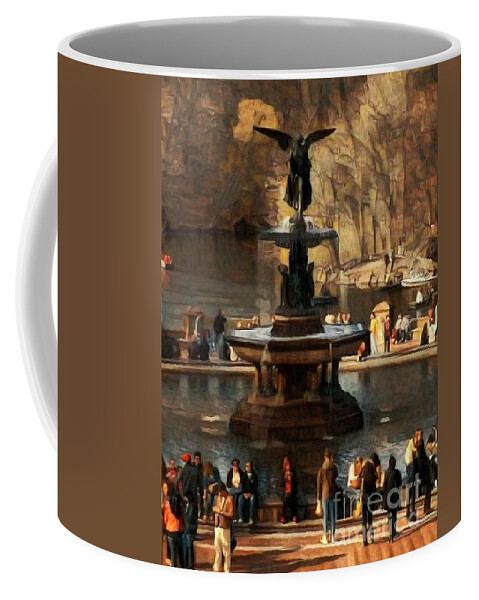 Bethesda Fountain Coffee Mug featuring the photograph Bethesda Fountain in Autumn - Central Park New York by Miriam Danar