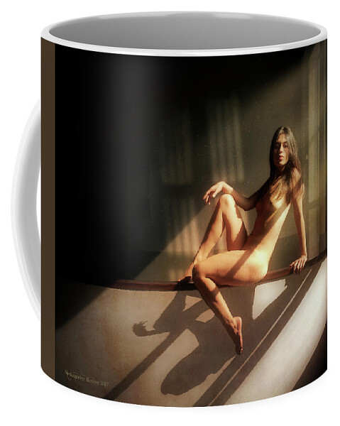 Nude Coffee Mug featuring the photograph Between Light and Shadow by Aleksander Rotner