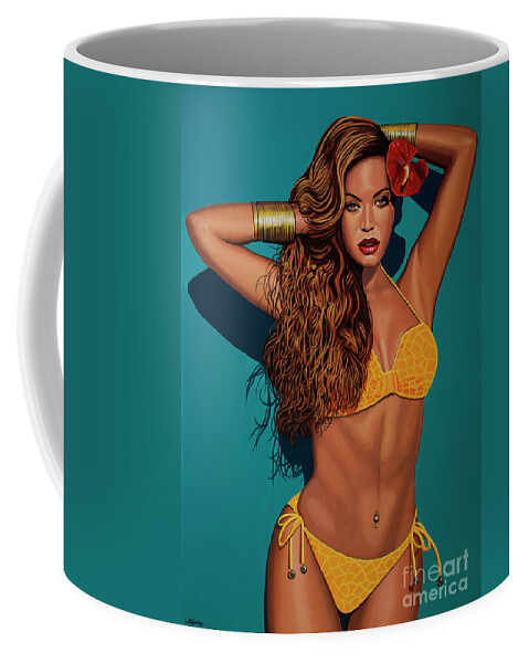 Beyonce Coffee Mug featuring the painting Beyonce 2 by Paul Meijering