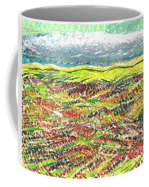 What Get For Coffee Mug featuring the painting Beyond the Foothills by Corinne Carroll