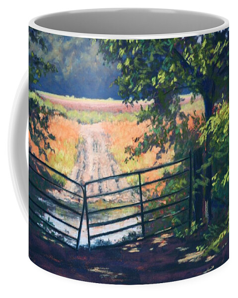 Landscape Coffee Mug featuring the pastel Beyond the Gate by Diana Colgate