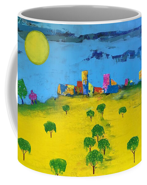 Lemons Coffee Mug featuring the painting Beyond the Lemon Grove by Lew Hagood