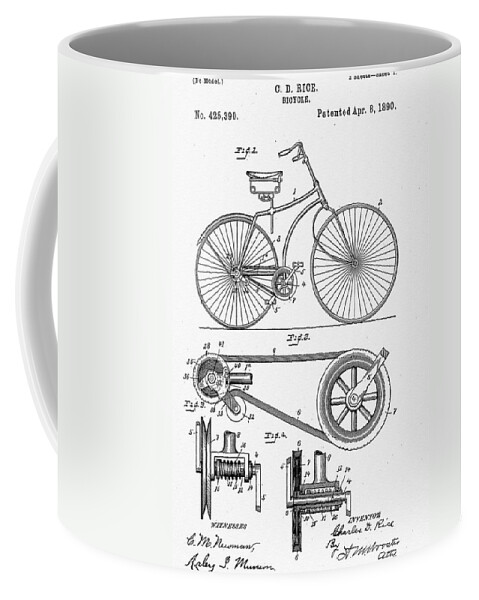 Bicycle Patent 1890 Coffee Mug featuring the digital art Bicycle Patent 1890 by Bill Cannon