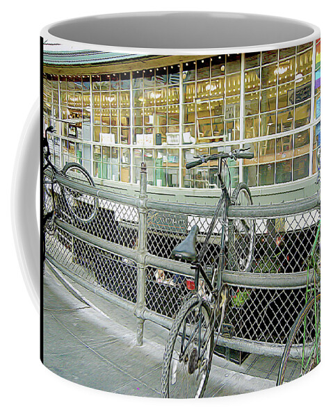 Bicycle Rack Coffee Mug featuring the photograph Bicycle Rack by Linda Carruth
