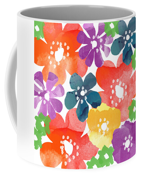 Flowers Coffee Mug featuring the painting Big Bright Flowers by Linda Woods