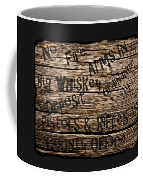 Sign Coffee Mug featuring the drawing Big Whiskey Fire Arm Sign by Movie Poster Prints