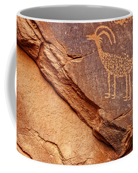 Petroglyph Coffee Mug featuring the photograph Bighorn Petroglyph II by Susan Candelario