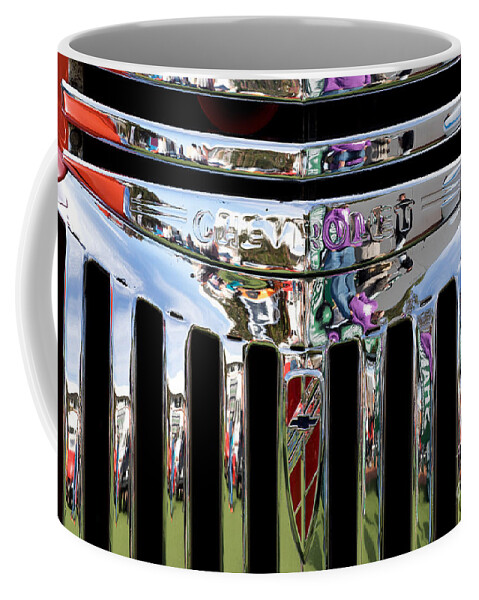 Chrome Coffee Mug featuring the photograph Chevrolet Grille 02 by Rick Piper Photography