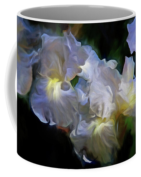 Digital Coffee Mug featuring the mixed media Billowing Irises by Lynda Lehmann