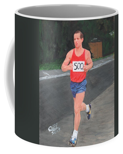 Runner Coffee Mug featuring the painting Billy Cunis by Cliff Wilson