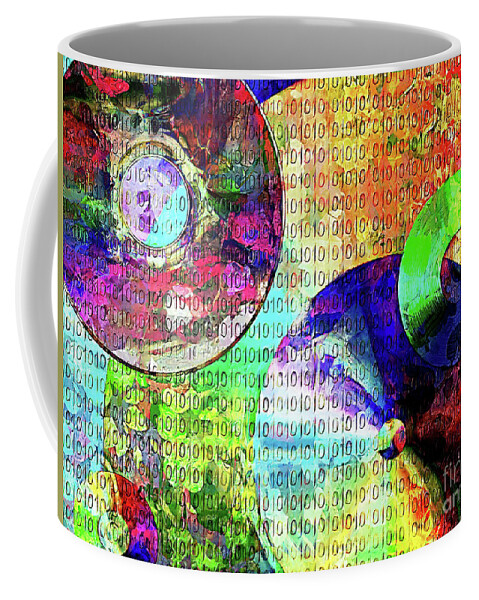 Binary Coffee Mug featuring the digital art Binary Data Abstract by Phil Perkins
