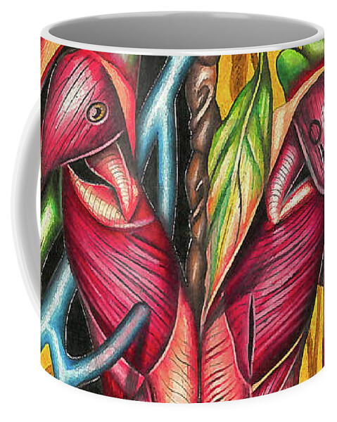 Biological Coffee Mug featuring the drawing Biological Fusion by Justin Jenkins