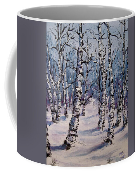 Birch Trees Coffee Mug featuring the painting Birch Forest by Megan Walsh