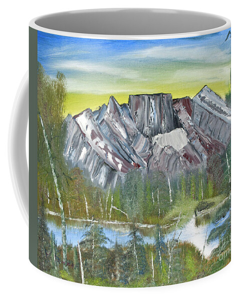 Oil On Canvas Coffee Mug featuring the painting Birch Mountains by Joseph Summa