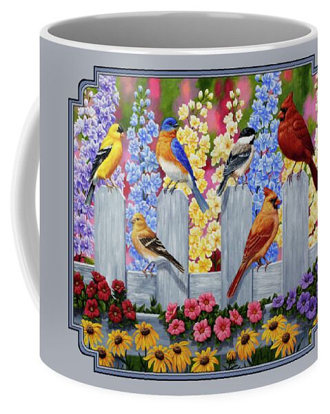 Birds Coffee Mug featuring the painting Bird Painting - Spring Garden Party by Crista Forest