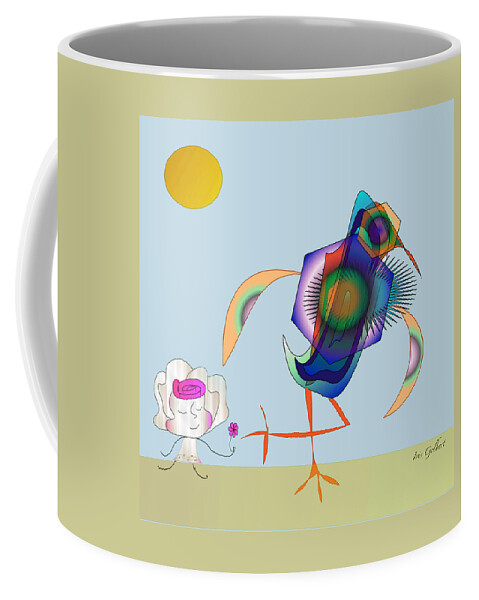 Cartoon Coffee Mug featuring the digital art Birdie by Iris Gelbart
