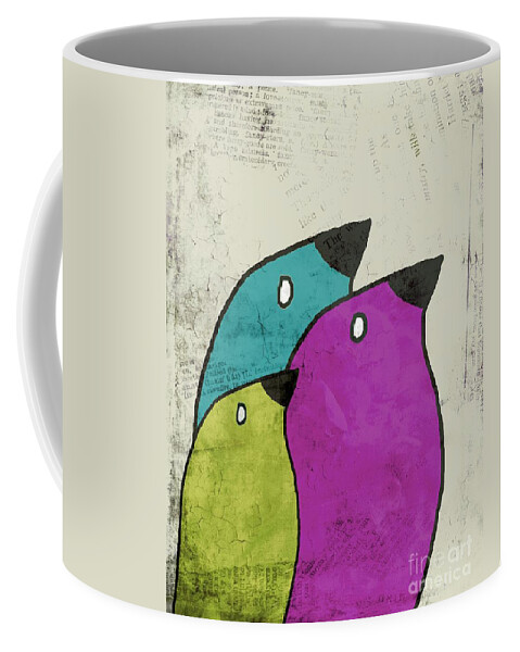 Birds Coffee Mug featuring the digital art Birdies - v06c by Variance Collections