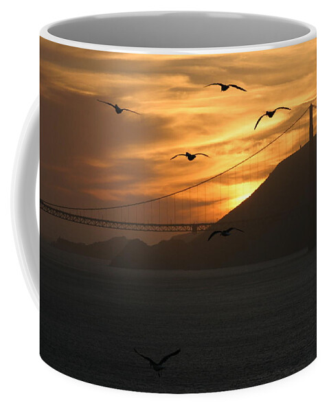 Golden Gate Bridge Coffee Mug featuring the photograph Birds by the Bay by Jeff Floyd CA
