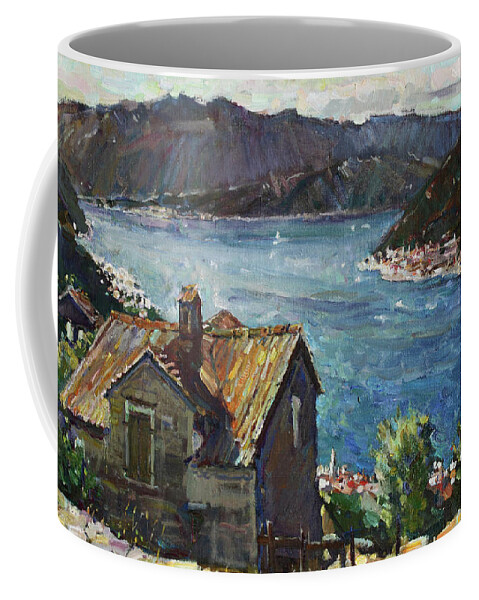 Landscape Coffee Mug featuring the painting Bird's eye view by Juliya Zhukova