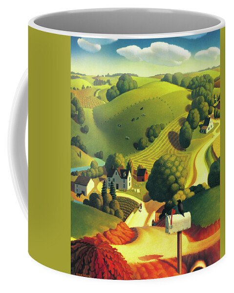 Landscape Coffee Mug featuring the painting Birds Eye View by Robin Moline