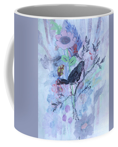Bird Coffee Mug featuring the painting Birds Just Wanna Have Fun by Robin Pedrero