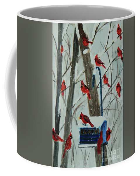 Winter Coffee Mug featuring the painting Birds of a Feather by Jeanette French