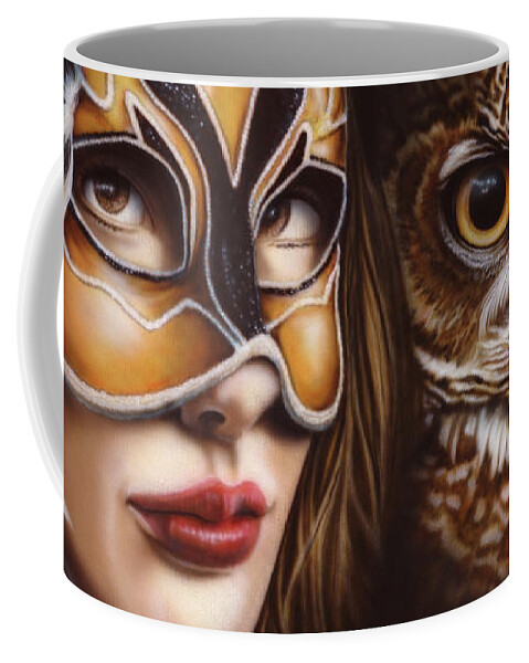 Owl Coffee Mug featuring the painting Birds of Prey - Great Horned Owl by Wayne Pruse