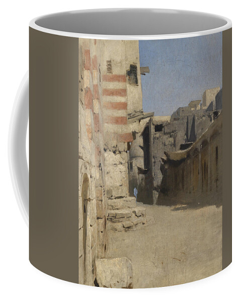 19th Century Art Coffee Mug featuring the painting Birket el-Kherum street in Cairo by Leopold Muller