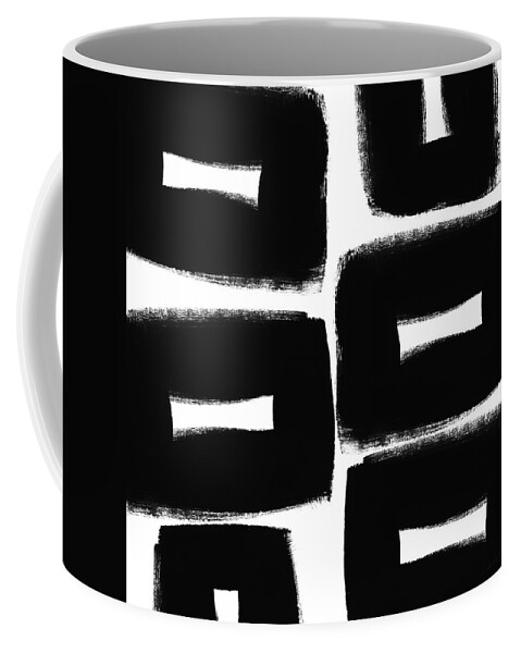Black And White Abstract Painting Coffee Mug featuring the painting Black and White Abstract- abstract painting by Linda Woods