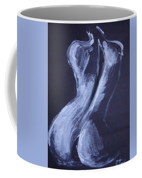 Black And White Coffee Mug featuring the painting Black and White Back - Female Nude by Carmen Tyrrell