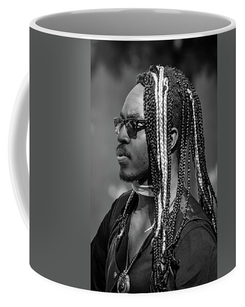 Man Coffee Mug featuring the photograph Black and White Dreadlocks by John Haldane