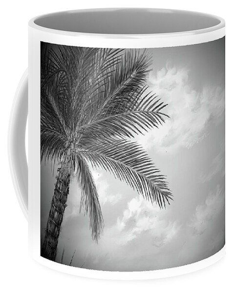 Cloud Coffee Mug featuring the digital art Black and white palm by Darren Cannell