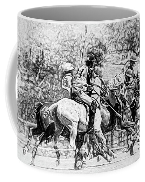Alicegipsonphotographs Coffee Mug featuring the photograph Black And White Polo Hustle by Alice Gipson