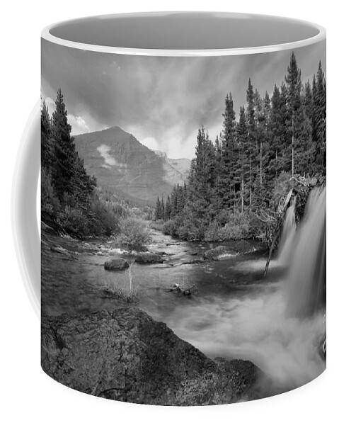 Black And White Coffee Mug featuring the photograph Black And White Red Rock Falls by Adam Jewell