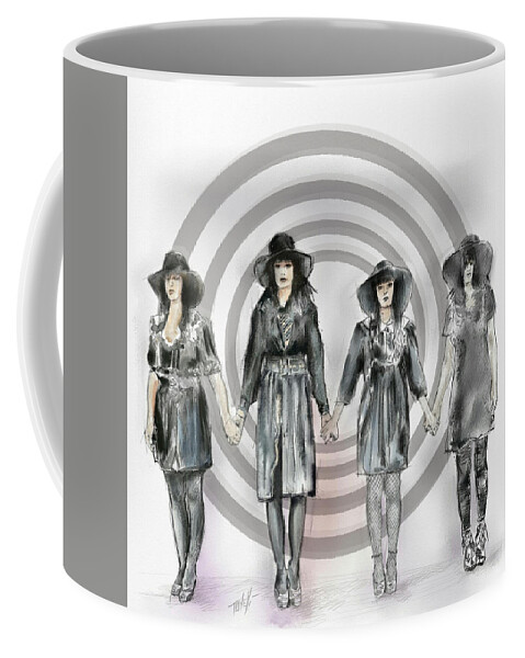 Olivia Jean Coffee Mug featuring the mixed media Black Bells Olivia Jean by Mark Tonelli