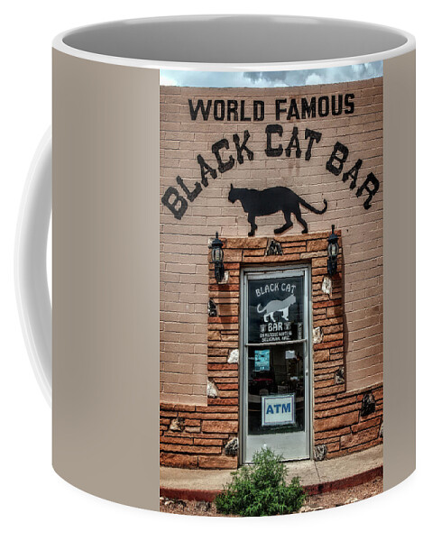 Route 66 Coffee Mug featuring the photograph Black Cat Bar by Diana Powell