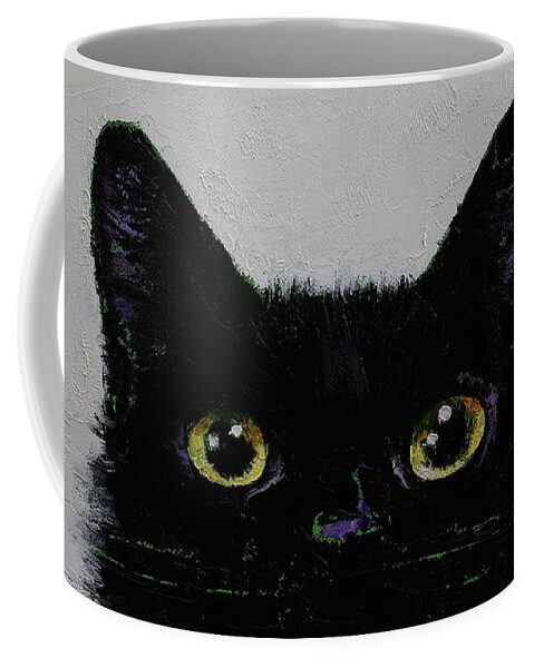 Art Coffee Mug featuring the painting Black Cat by Michael Creese