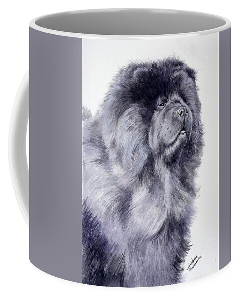 Dog Coffee Mug featuring the painting Black Chow Chow by Christopher Shellhammer